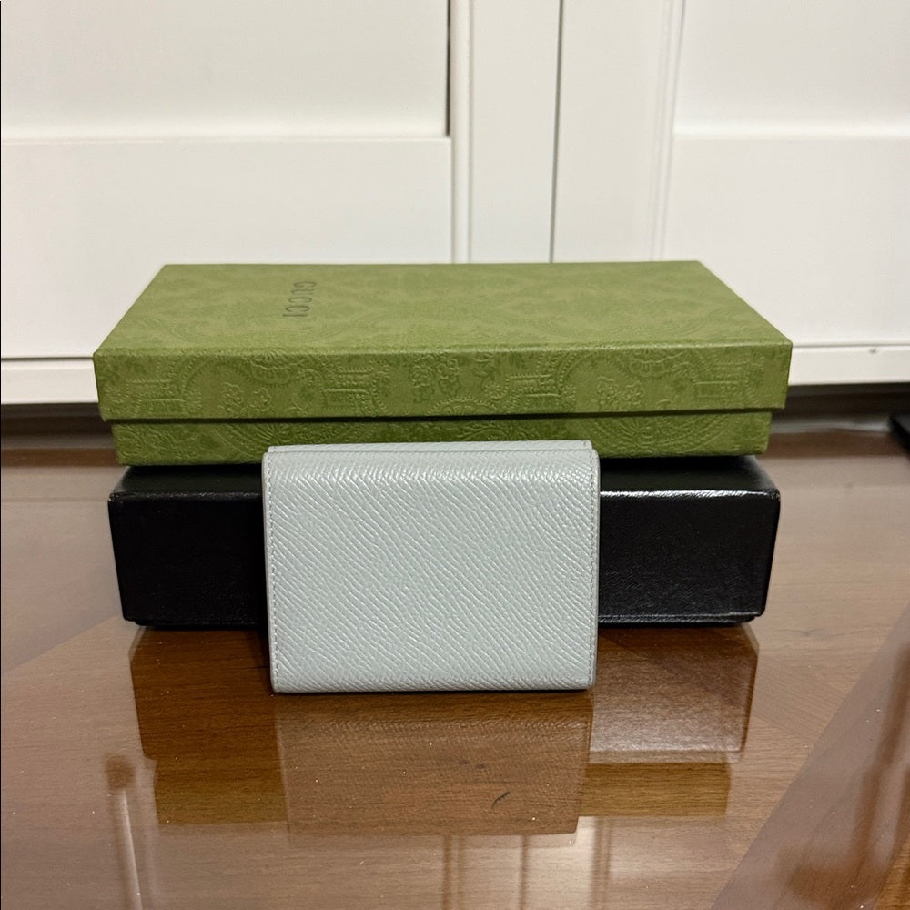 Celine Light Grey Leather Trifold Wallet