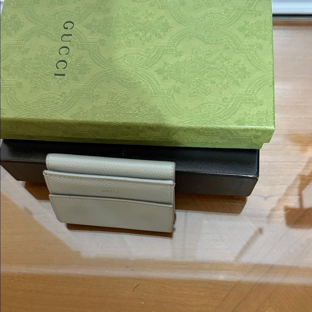 Celine Light Grey Leather Trifold Wallet