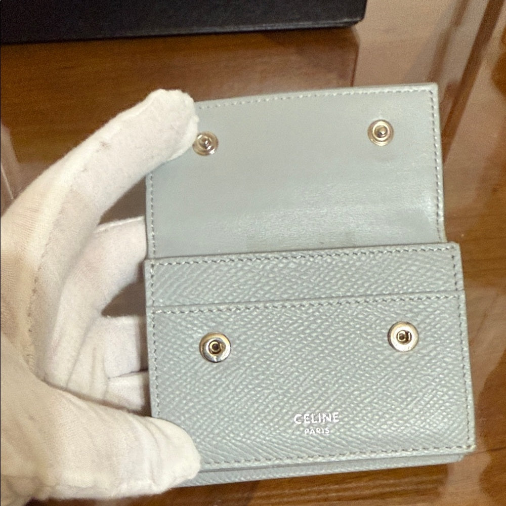 Celine Light Grey Leather Trifold Wallet