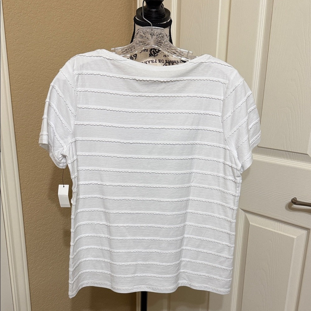 Talbots Textured White Short Sleeve Tee