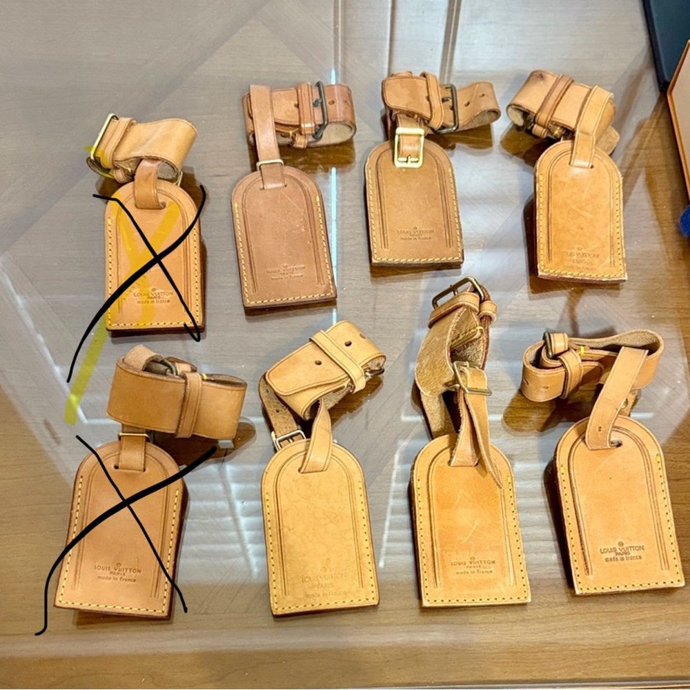 Louis Vuitton Tan Large Leather Luggage Tags and Poignets