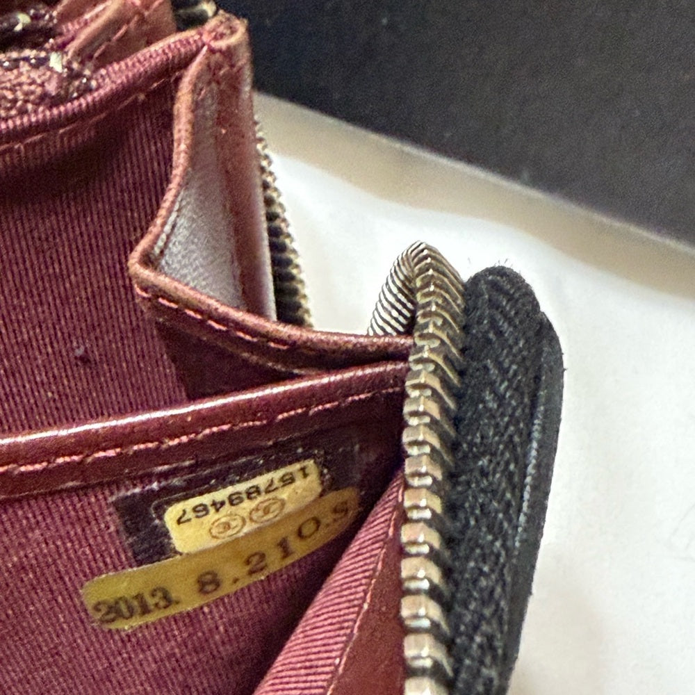 CHANEL Black Matelasse Lambskin Zip Around Wallet