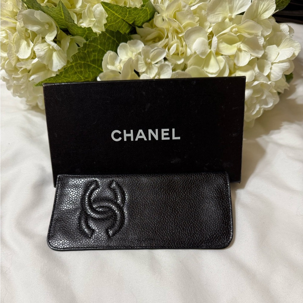 Chanel Black Caviar Leather Eyeglass Case