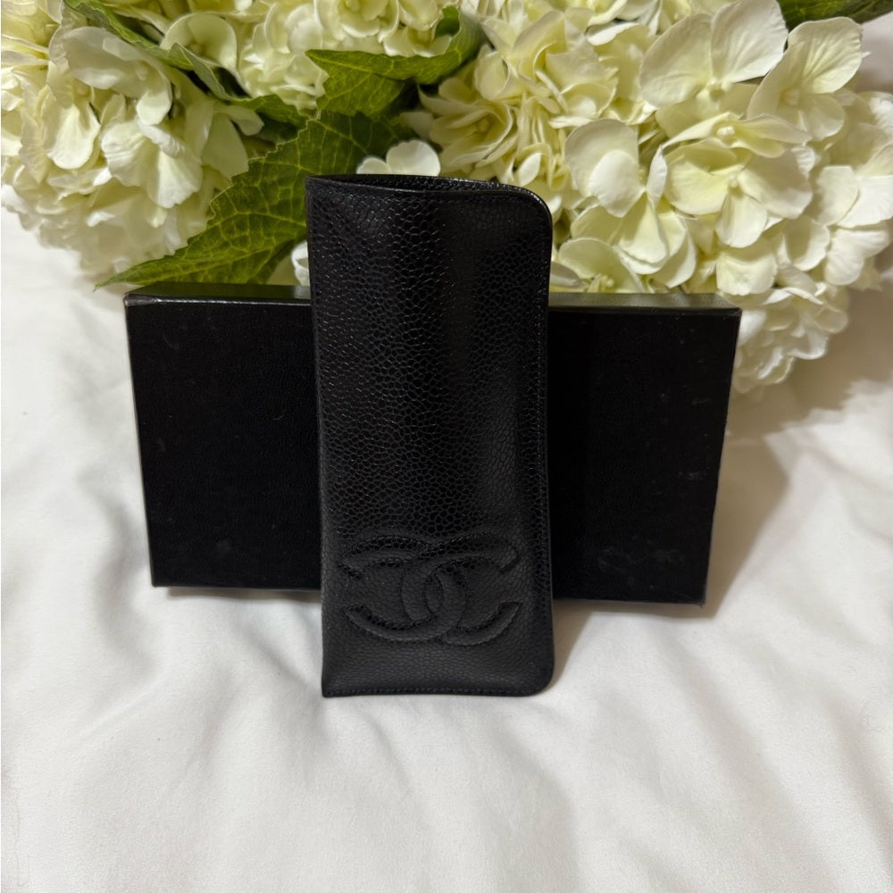 Chanel Black Caviar Leather Eyeglass Case