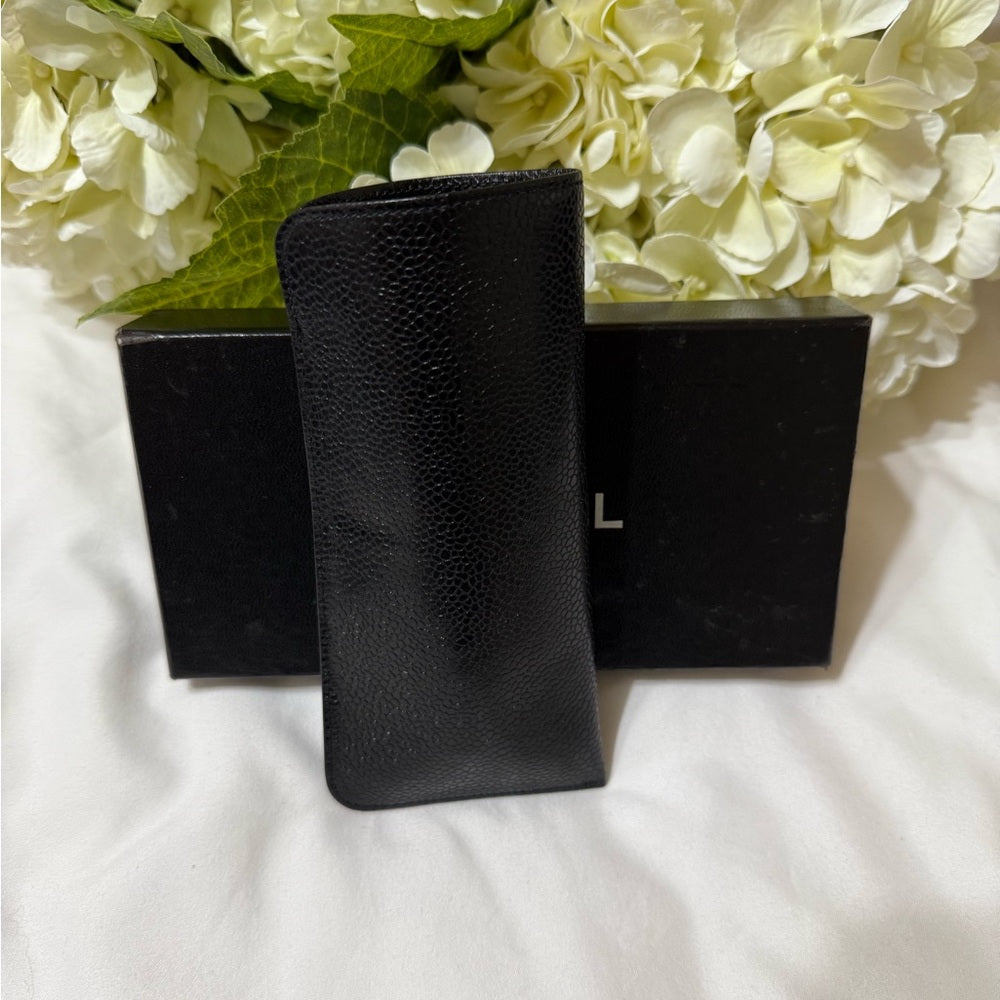 Chanel Black Caviar Leather Eyeglass Case