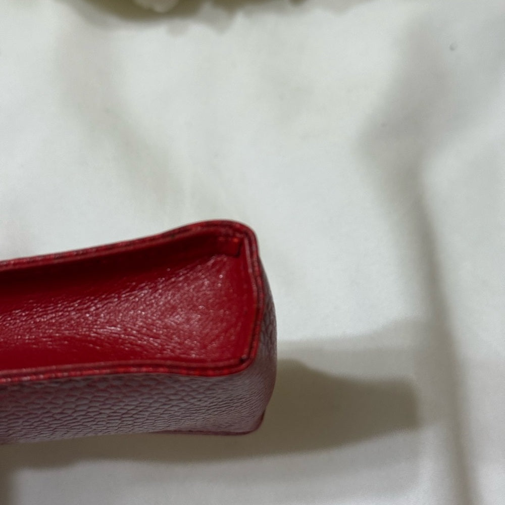CHANEL Vibrant Red Caviar Leather Case With Chain