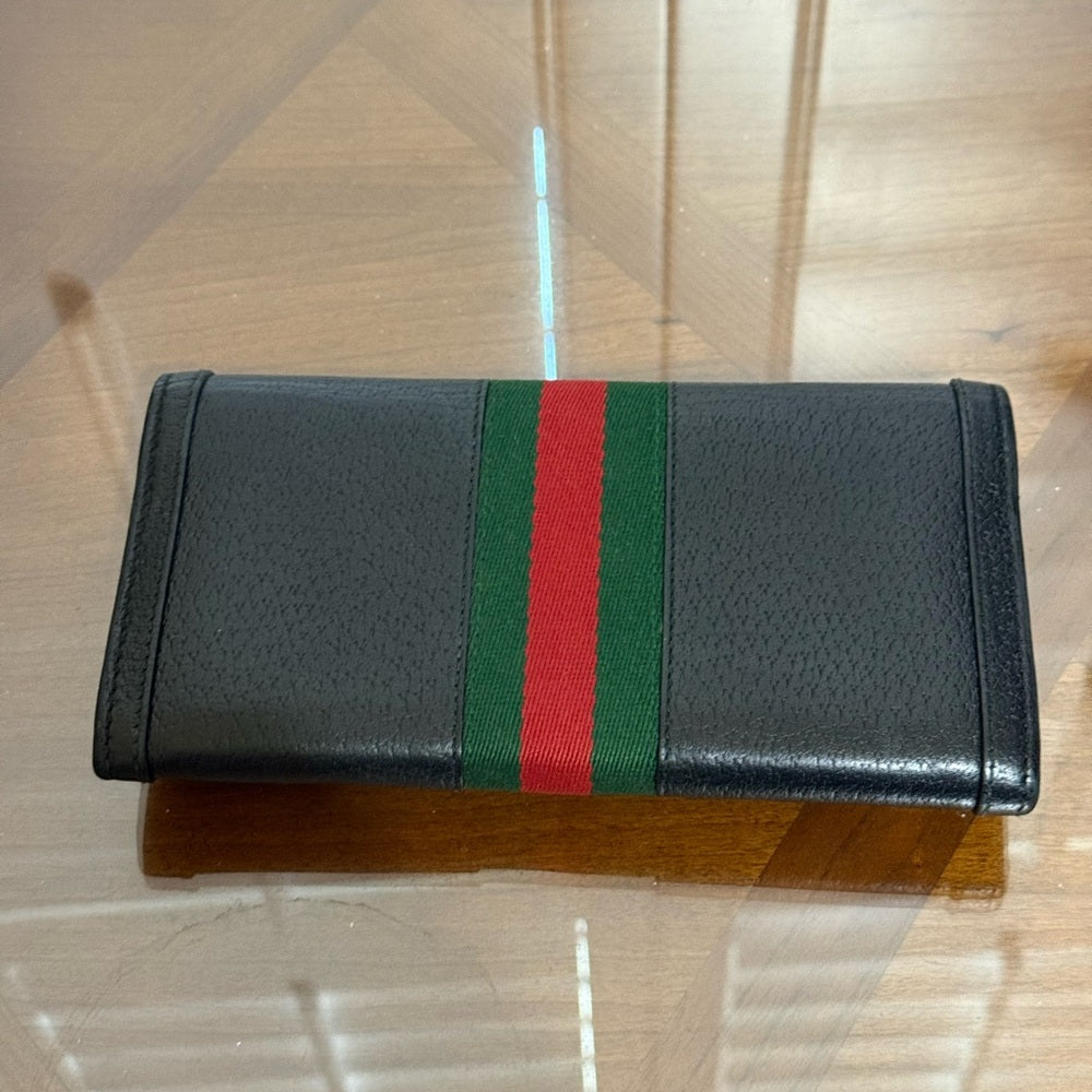 GUCCI Ophidia GG Logo Leather Long Bifold Wallet