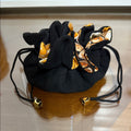 HERMES Black Bourse Abijou Suede and Silk Jewelry Bag