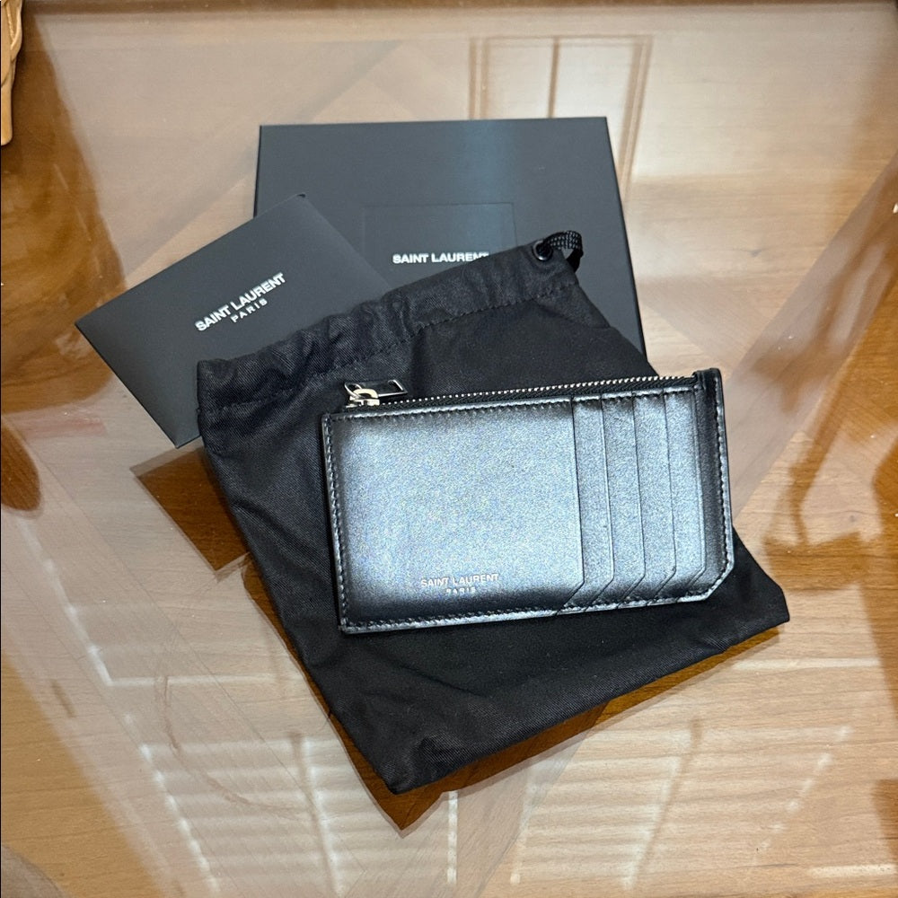 Saint Laurent Black Leather Card Holder