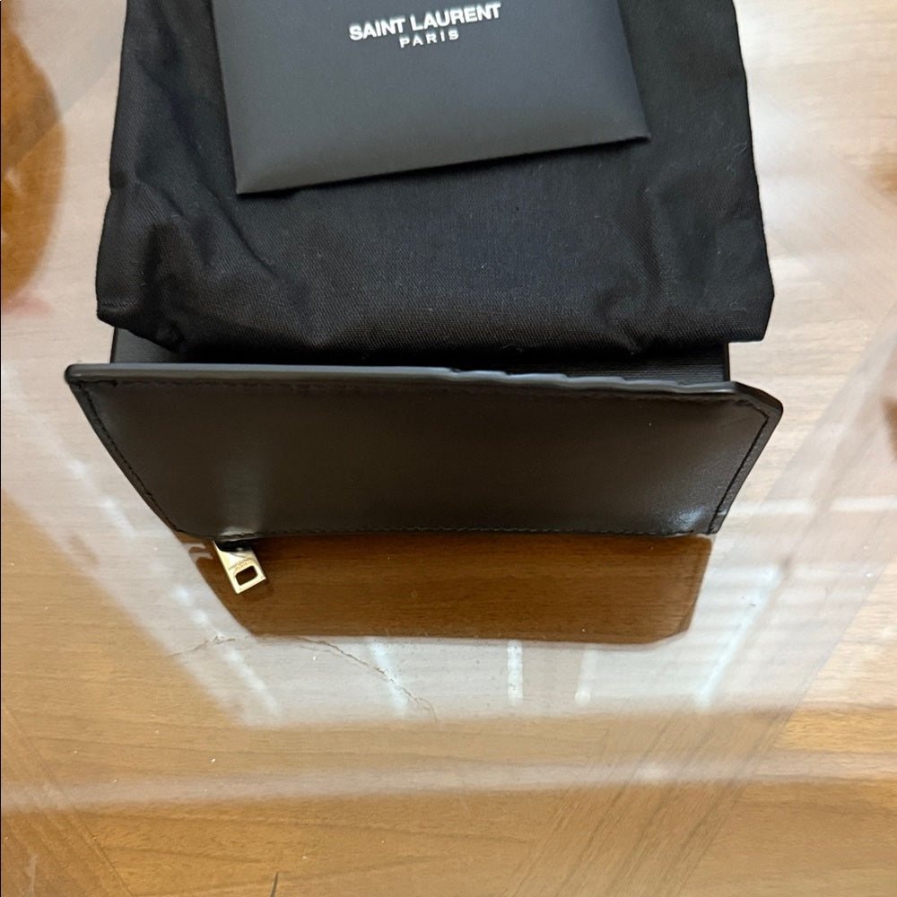 Saint Laurent Black Leather Card Holder