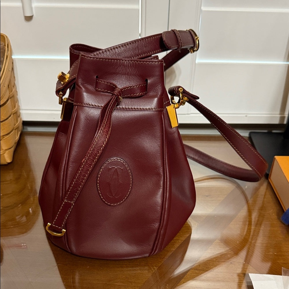 Cartier Signature Bordeaux Leather Crossbody Bag