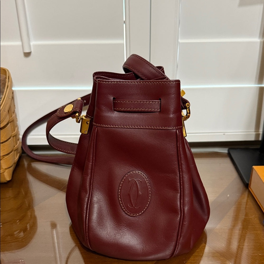 Cartier Signature Bordeaux Leather Crossbody Bag
