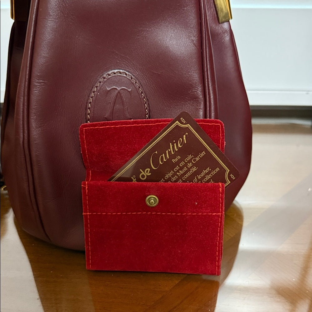 Cartier Signature Bordeaux Leather Crossbody Bag
