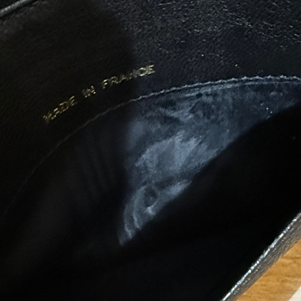 CHANEL Black Grained Calfskin Bifold Wallet on Chain