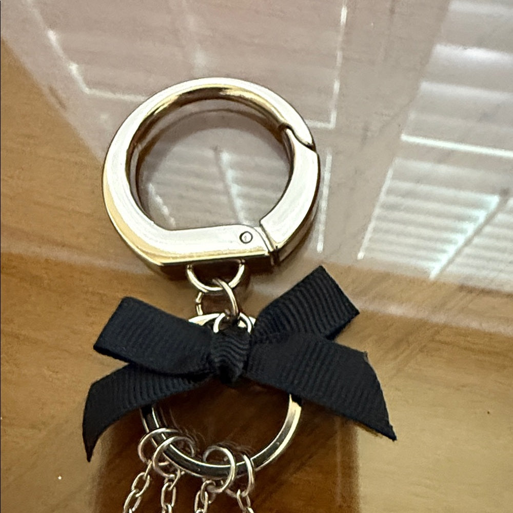 Dior Black and Silver Crystal and Pearl Bag Charm