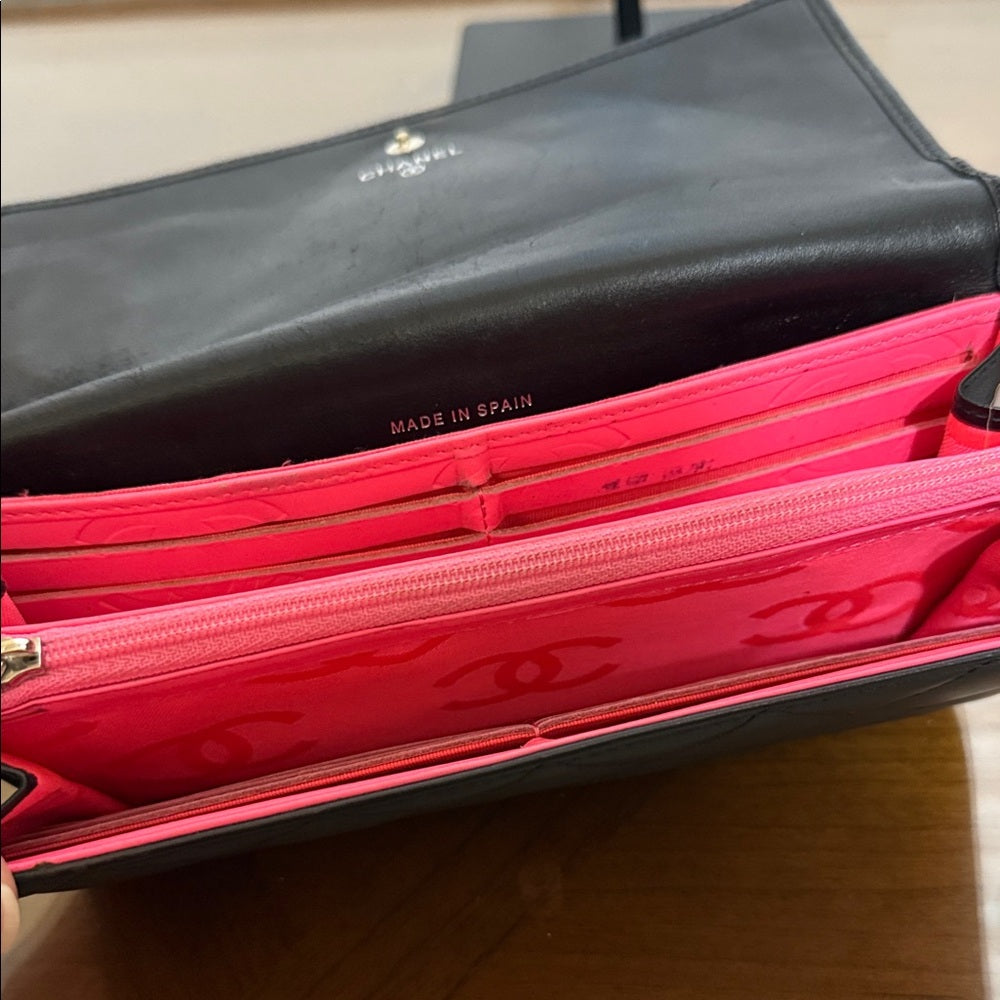 Chanel Cambon Black Lambskin Bifold Wallet