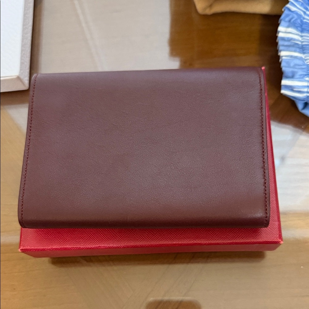 Cartier Dark Brown Leather Wallet with Silver Details