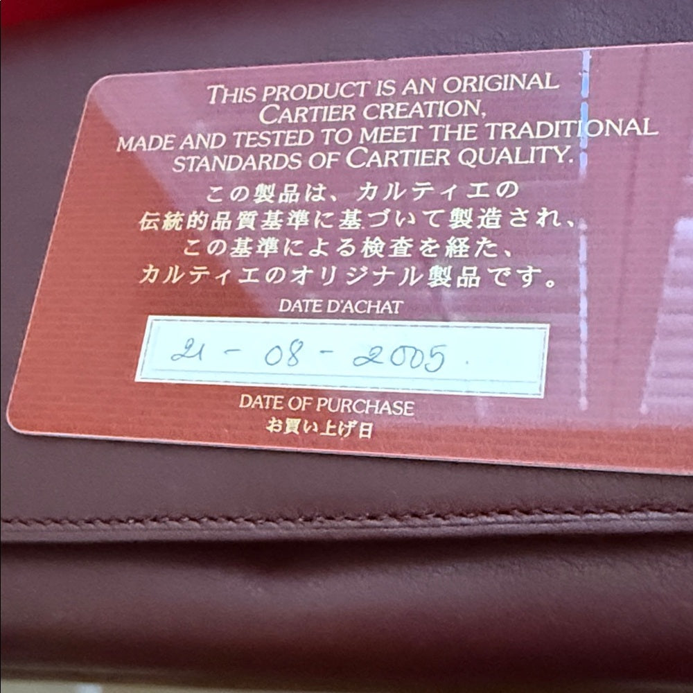 Cartier Dark Brown Leather Wallet with Silver Details