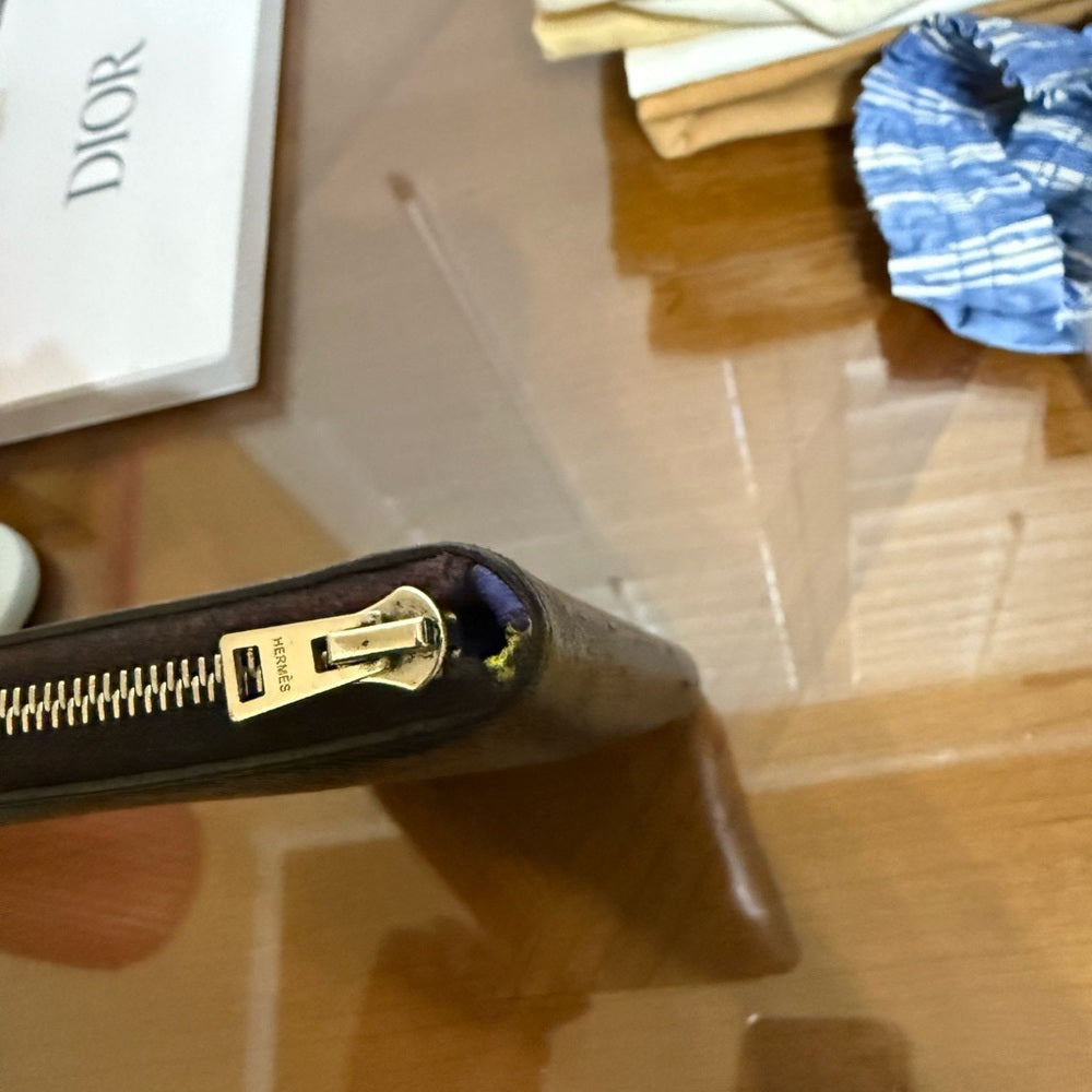 HERMES Azap Silk In Veau Epsom Leather Zip Long Wallet