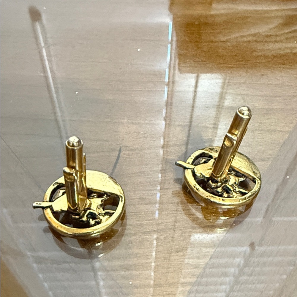 Vintage Gold-Tone Jockey Cufflinks