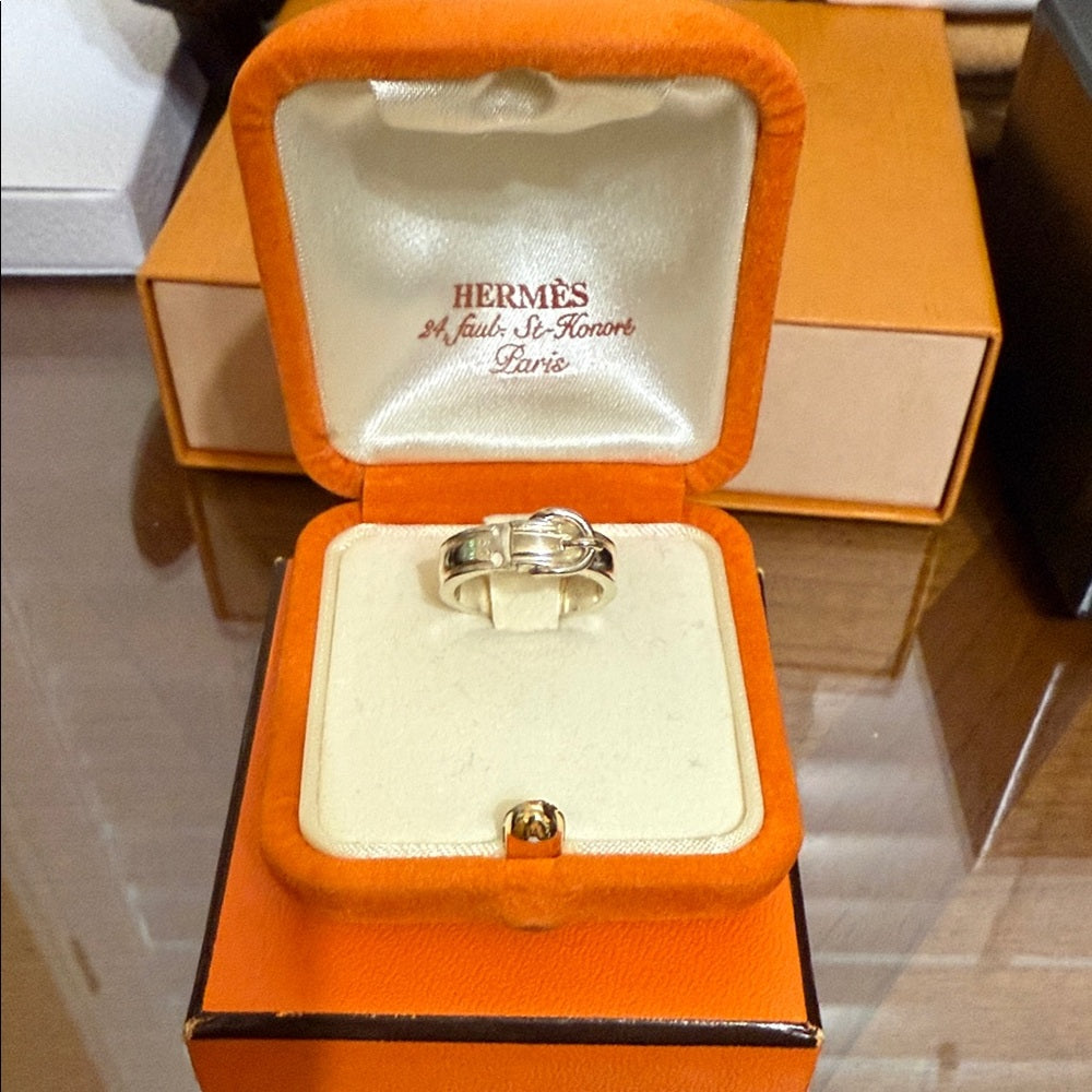 Authentic Hermes Santur Ring Silver 925 Size 5
