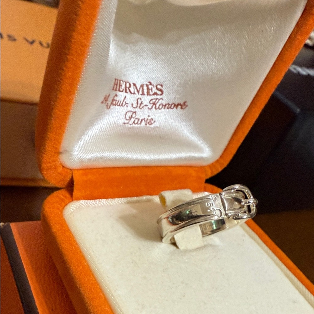 Authentic Hermes Santur Ring Silver 925 Size 5