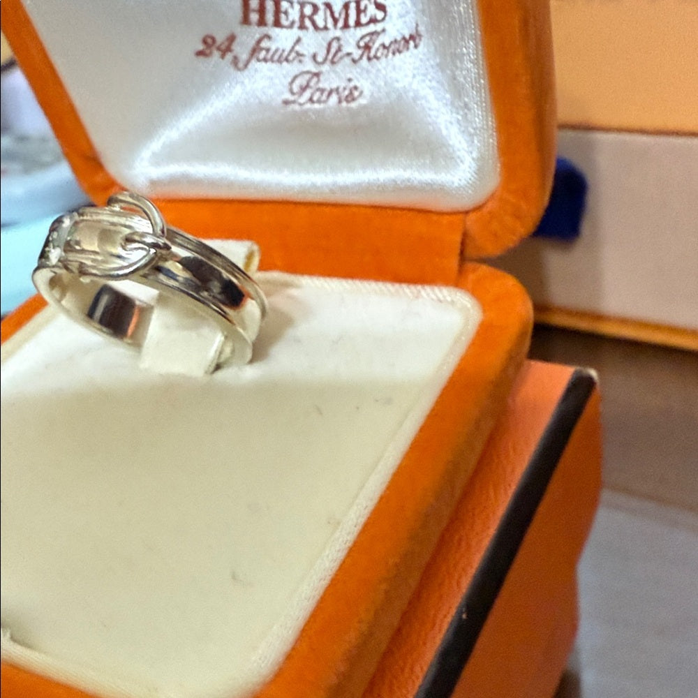 Authentic Hermes Santur Ring Silver 925 Size 5