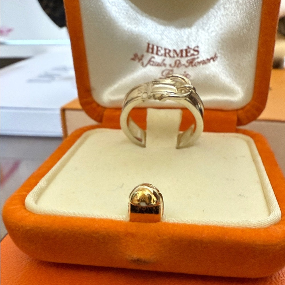 Authentic Hermes Santur Ring Silver 925 Size 5
