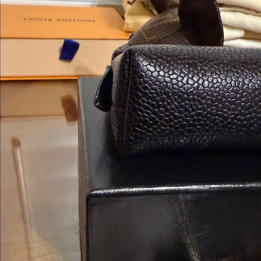 CHANEL Black Grained Leather Cosmetic Case