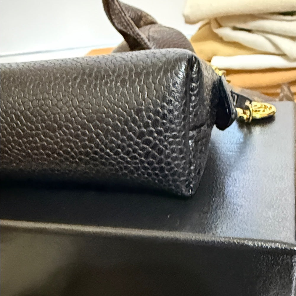 CHANEL Black Grained Leather Cosmetic Case