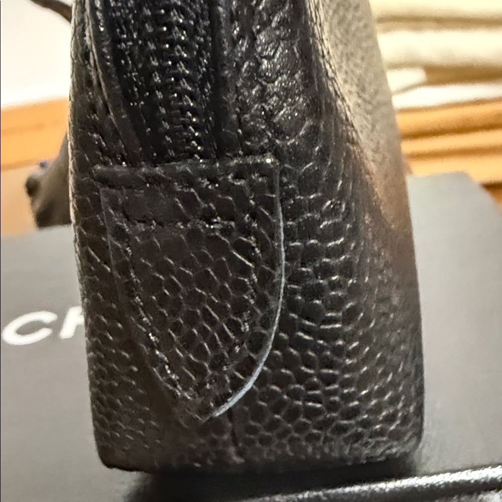CHANEL Black Grained Leather Cosmetic Case