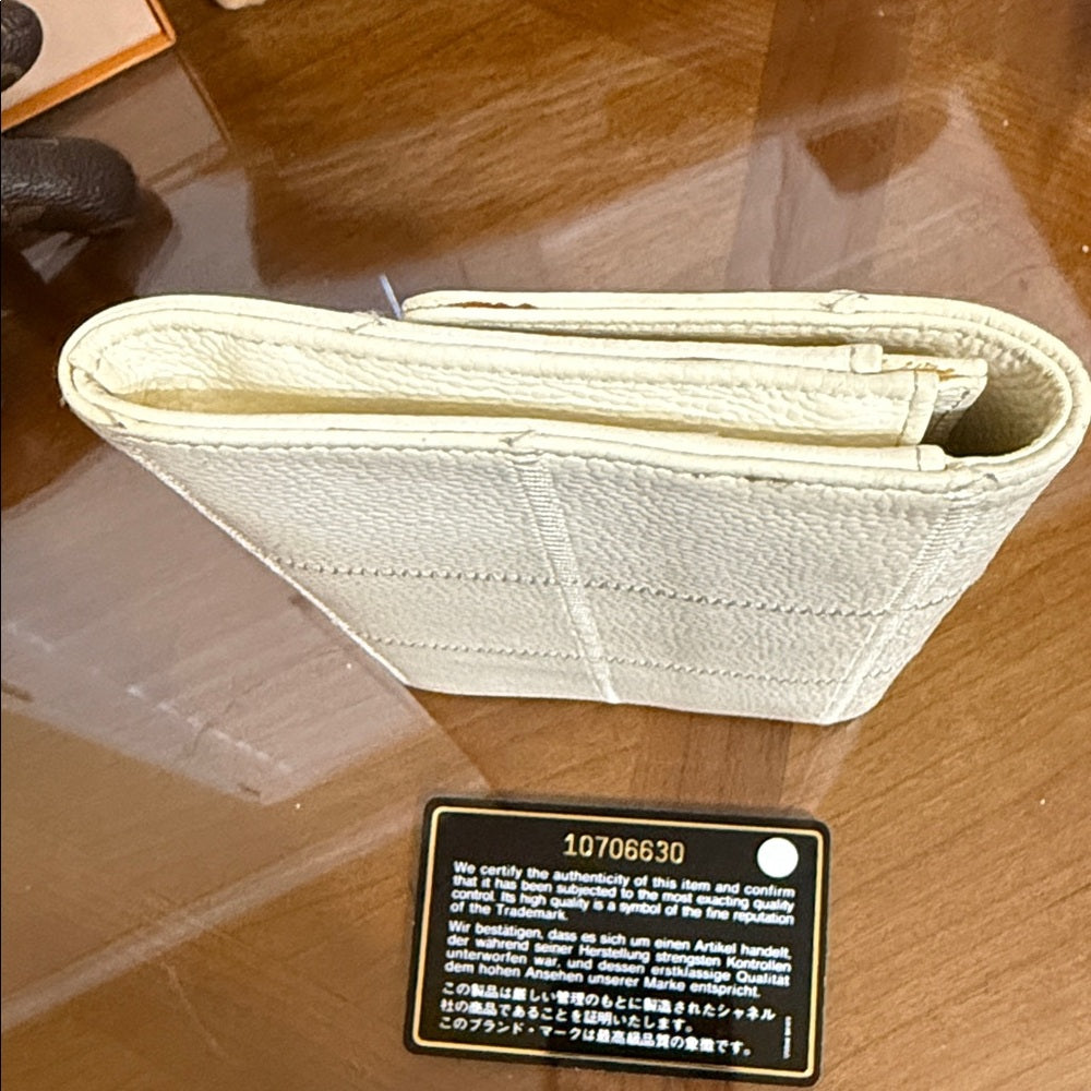 CHANEL Ivory Grained Leather Wild Stitch Wallet