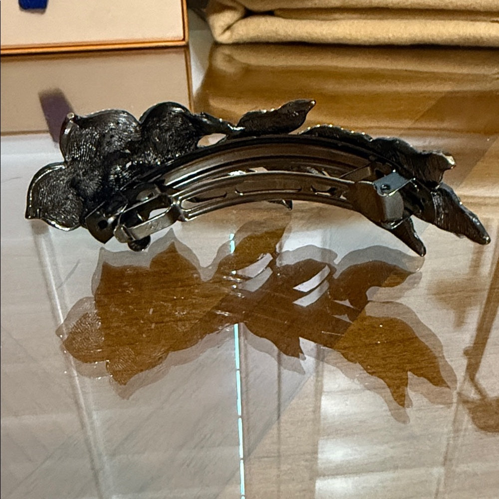 Swarovski Crystal Black and Silver Floral Hair Accessory