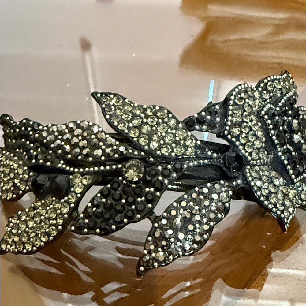 Swarovski Crystal Black and Silver Floral Hair Accessory