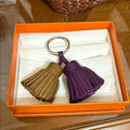Hermes Leather Carmen Tassel Keychain Set - Purple and Tan