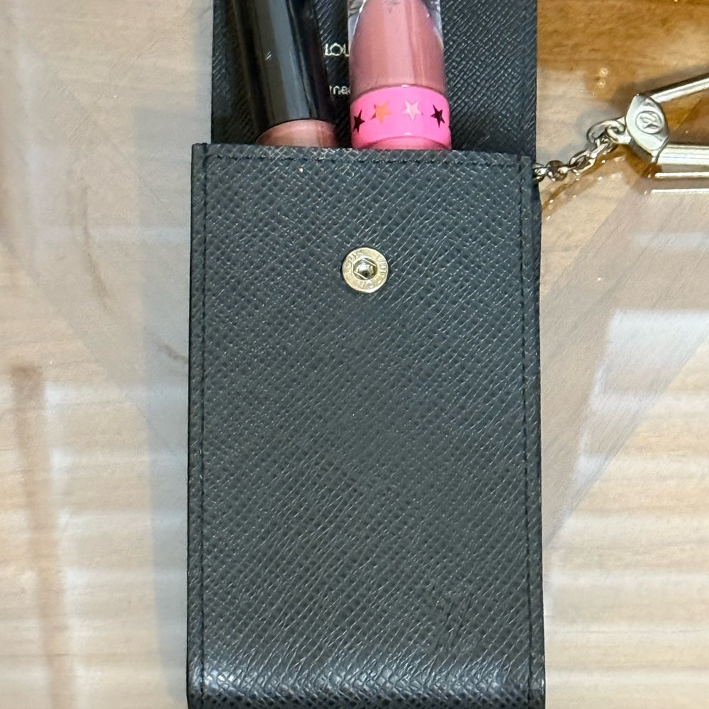 Louis Vuitton Black Leather Porte Cles Accessory Case