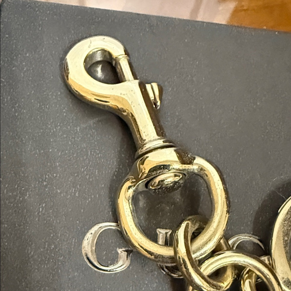 Gucci Rose Leather Keychain with Gold Accents