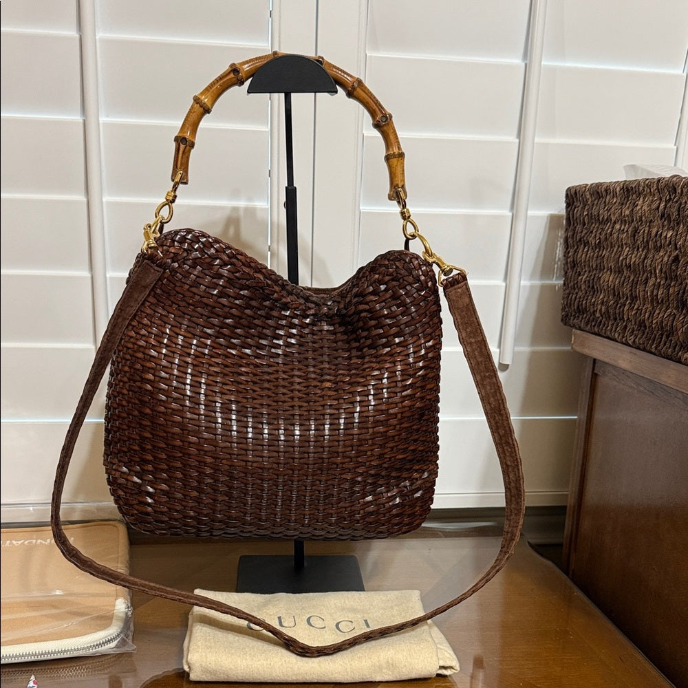 Gucci Rare Woven Leather 2 Way Bag