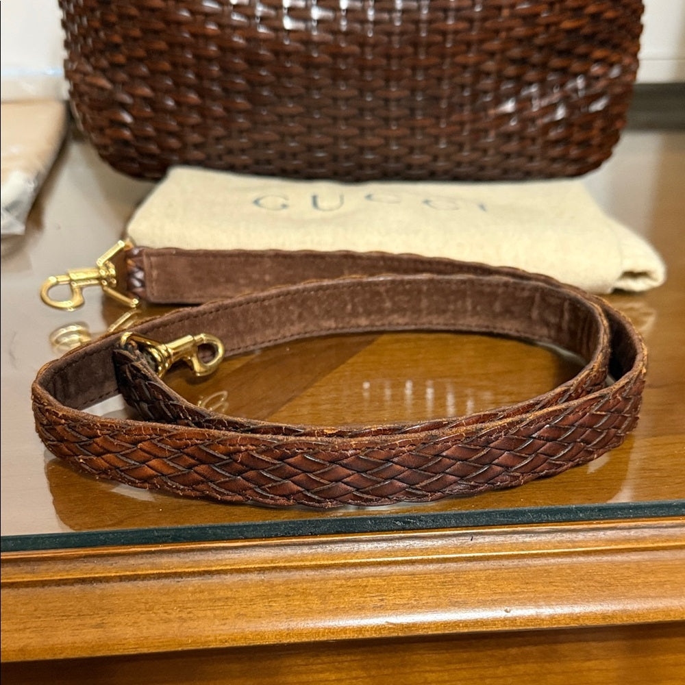 Gucci Rare Woven Leather 2 Way Bag