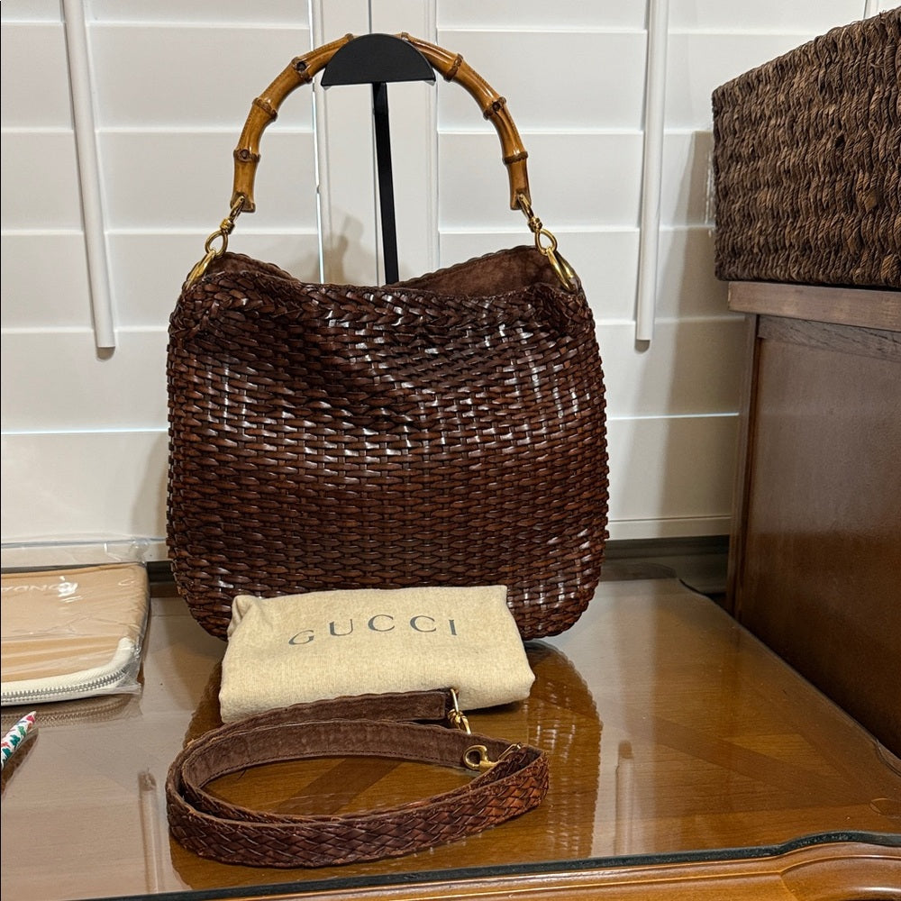 Gucci Rare Woven Leather 2 Way Bag
