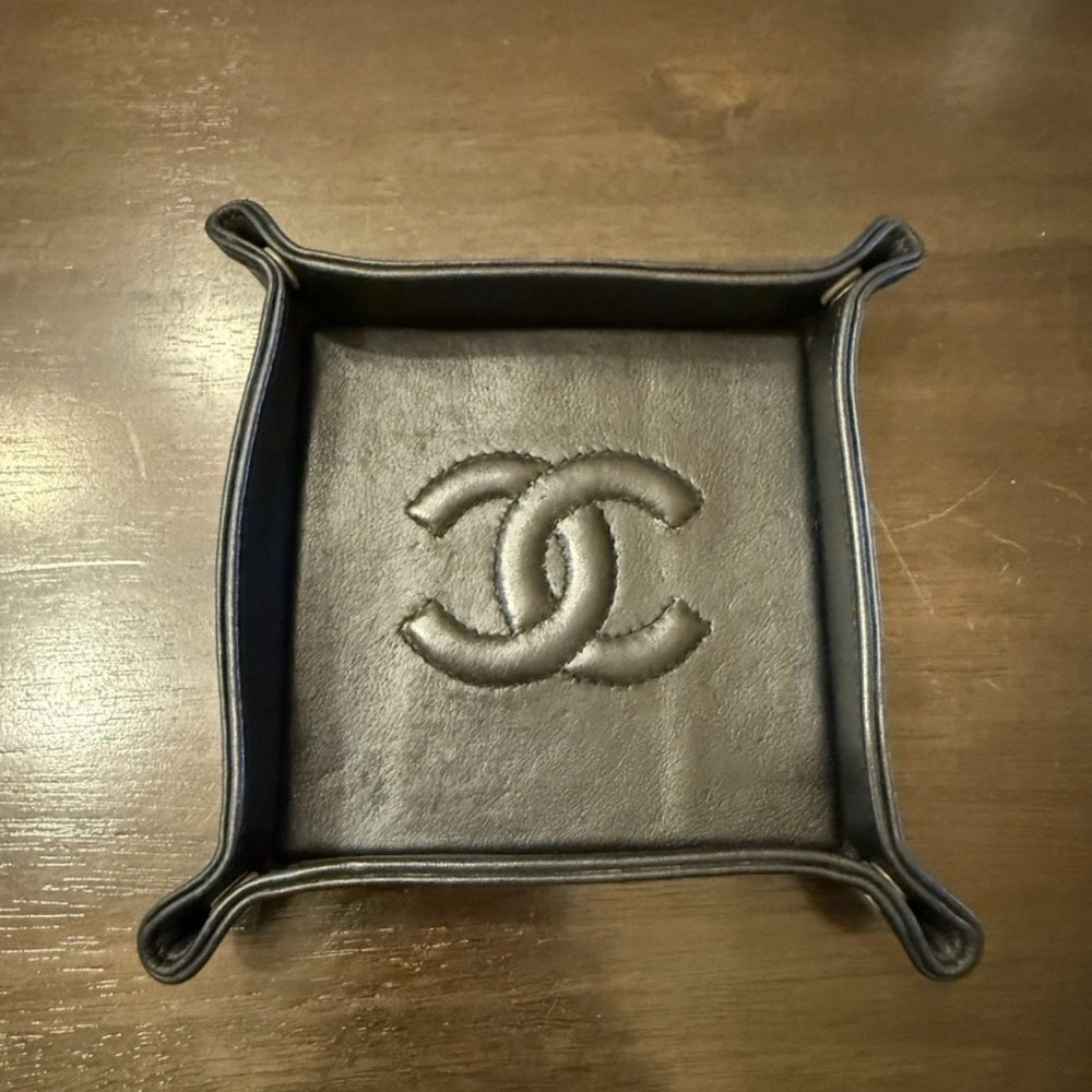 CHANEL Black Lambskin Tray