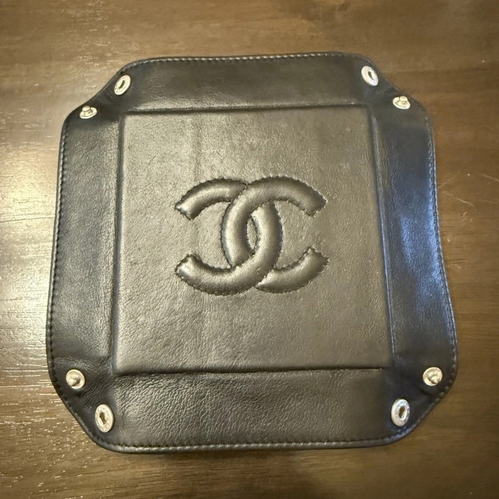 CHANEL Black Lambskin Tray