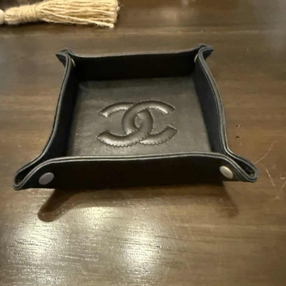 CHANEL Black Lambskin Tray