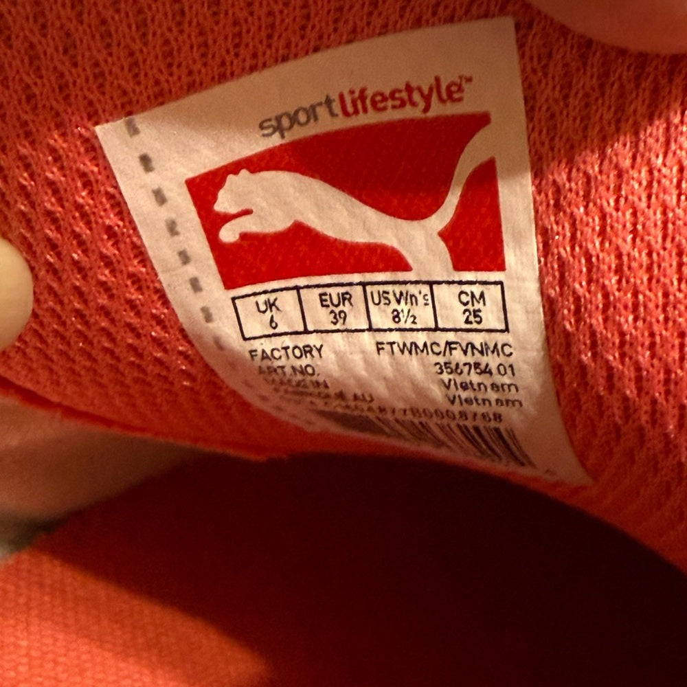 Puma Women's White Sneakers with Pink Highlights