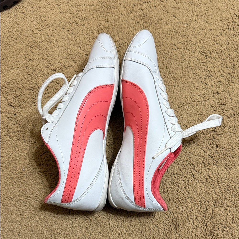 Puma Women's White Sneakers with Pink Highlights
