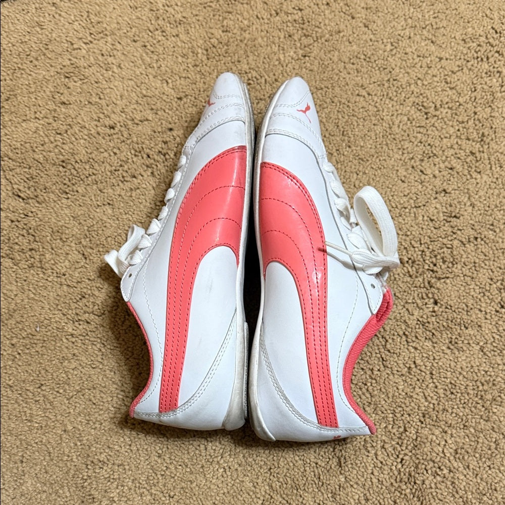 Puma Women's White Sneakers with Pink Highlights