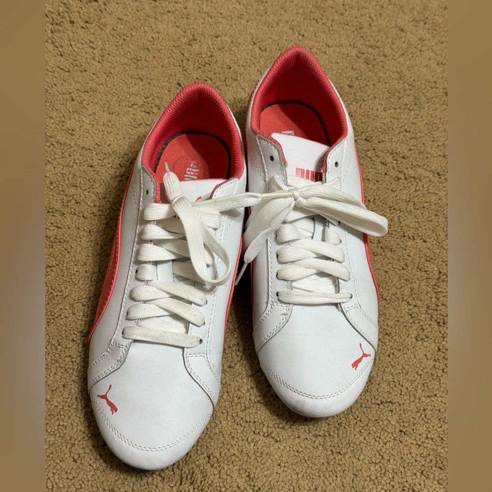 Puma Women's White Sneakers with Pink Highlights